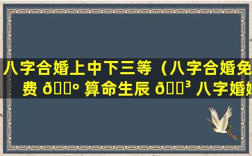 八字合婚上中下三等（八字合婚免费 🌺 算命生辰 🐳 八字婚姻）